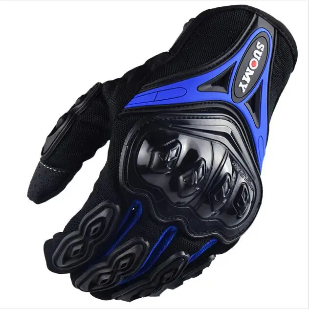 SUOMY летние дышащие мотоциклетные перчатки с сенсорным экраном Guantes мотоциклетные защитные перчатки для велоспорта гоночные перчатки на весь палец - Цвет: blue