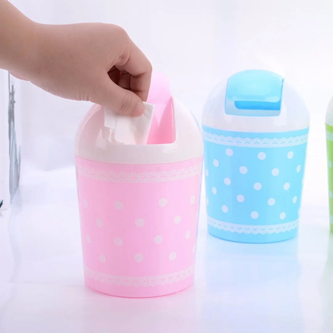 1pc PP Mini Plastic Car Table Dustbin Trash Can Waste Container Rubbish Bin Box Basket