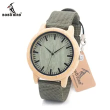 BOBO BIRD D11D12 Wood Bamboo Watch for Mens Womens Brand Designer Watches Soft Nylon Band Carton