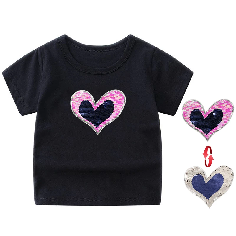 

Color changing sequin girls top kids T shirt Cotton Casual Funny Shirt For girls tops tee streetwear short sleeve casual t-shirt