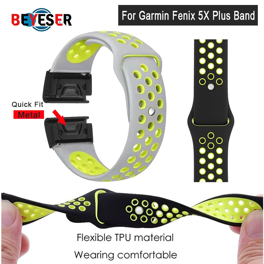 

26mm Silicone Watch Band Easy Quick Fit Strap for Garmin Fenix 5X 5X Plus Fenix 3 3HR Descent MK1 Fenix 5 5 Plus motion Strap