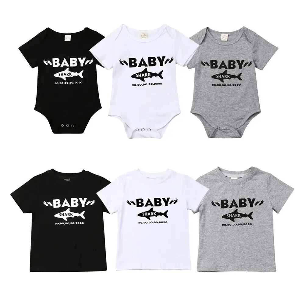 

New Baby Boy Shark Printed Romper Bodysuit JumpsuitT-Shirt Clothes Outfit