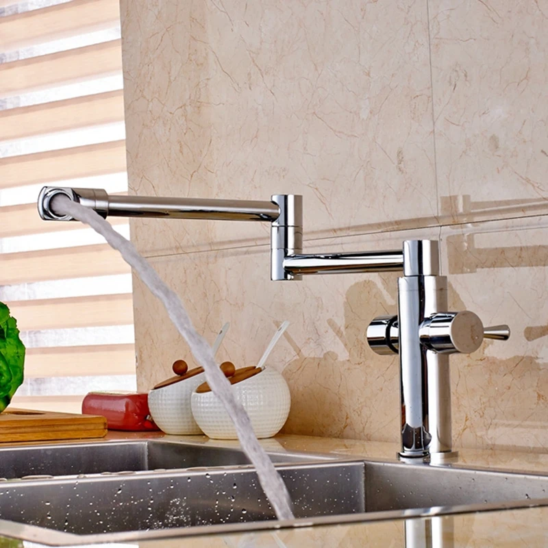 Chrome Brass Dual Handles Bathroom Kitchen Faucet Swivel Vanity Mixer