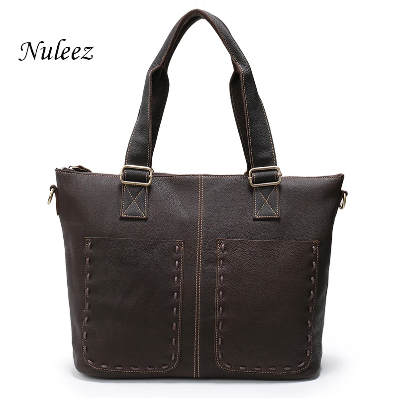 

Nuleez Casual Large European Women Leather Handbag Vintage Genuine Leather Shoulder Strap Bag Ladies Big Weekend Bags 1208