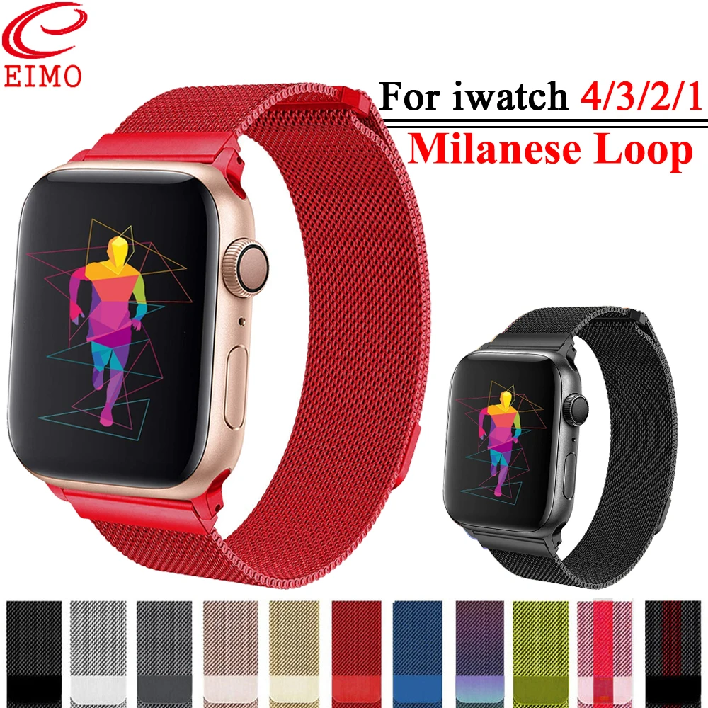 

EIMO Milanese Loop pulseira For Apple Watch band Iwatch band 42mm 44mm series 4 3 38mm 40mm Strap link Bracelet Wrist Watchband
