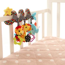 Baby Rattles Multicolor Baby IQ Development Early Learning Toy Monkey Elephant Bed Crib Hanging Plush Toys with Bell