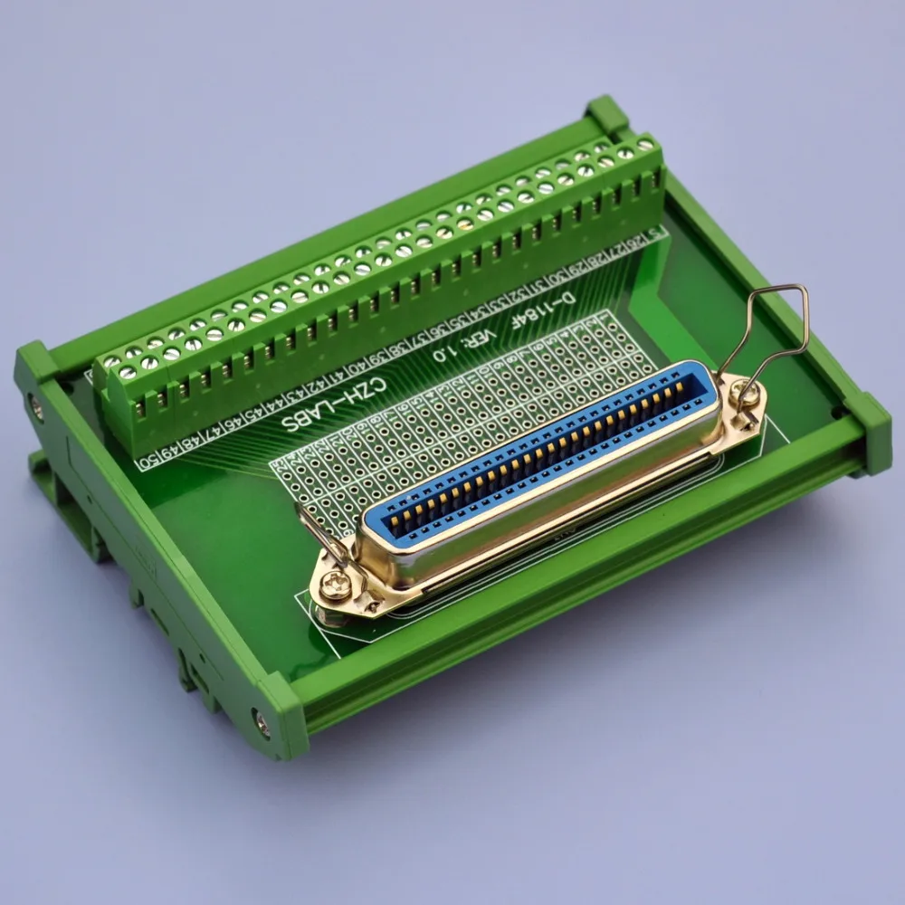 

DIN рейка крепление в переменного тока, 50-Pin 0,085 "Centronics женский лента разъем Интерфейс модуль