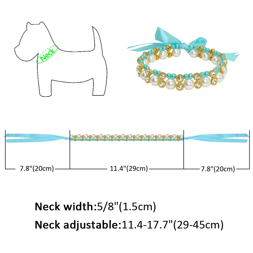 Кристальное жемчужное ожерелье ошейник для собак с бантом для щенков, кошек, ювелирные изделия, аксессуары для собак, эластичное жемчужное ожерелье для домашних животных для маленьких собак, чихуахуа