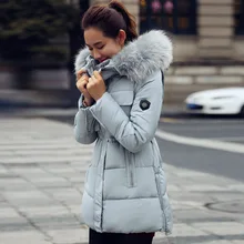 Стеганая куртка женская с капюшоном из искусственного меха енота пальто с хлопковой подкладкой куртки и пальто плюс размер 3XL 6 цветов HJ203
