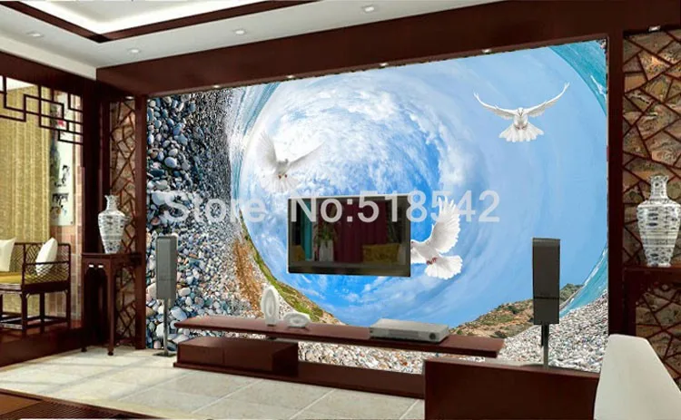 Пользовательские 3D обои 3D пейзаж голубое небо белые облака Гостиная ТВ фон Спальня 3D фото обоев Домашний Декор