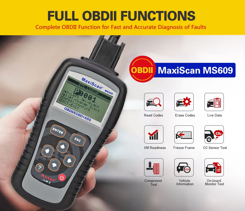 Autel Maxiscan MS609 OBD2 сканер Код читателя с полной OBD2 Функции ABS диагностики DTC определения дополнительно MS509 и AL519