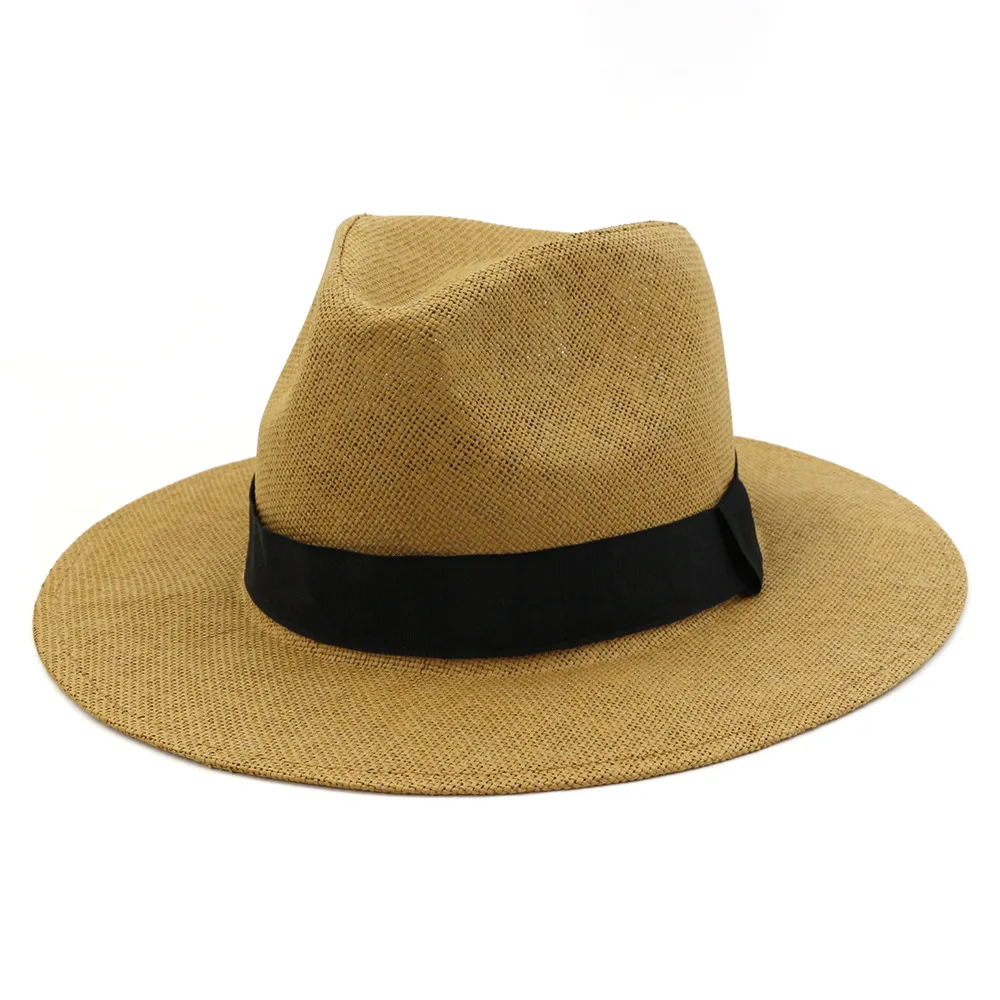 Sun Hat Man Women Panama Summer Straw Cowbay Casual Beach Wide Brim Outdoor Accessory (5)