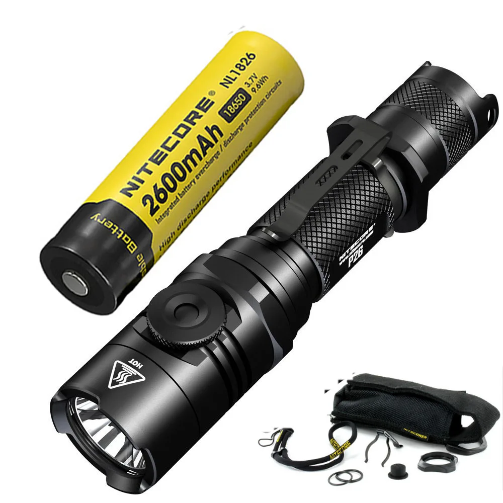 

NITECORE P26 1000LM LED Infinitely Variable Brightness Tactical Flashlight Rotary Swith Hunting Torch with 18650 Battery