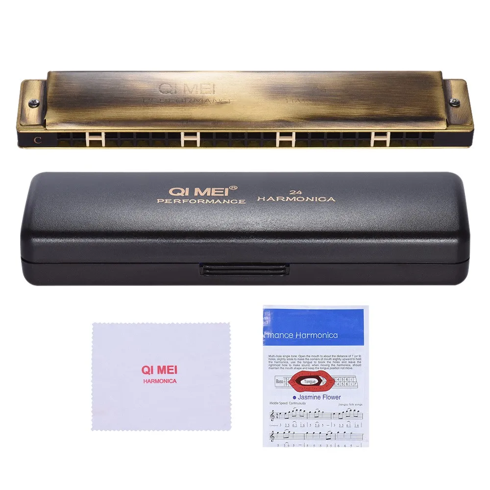 QIMEI QM24A 14 24 Holes Harmonica Tremolo Mouth Organ C Key With Box