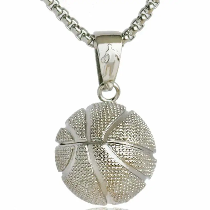 3D Basketball Pendant Necklace I Love Basketball Sports Charm