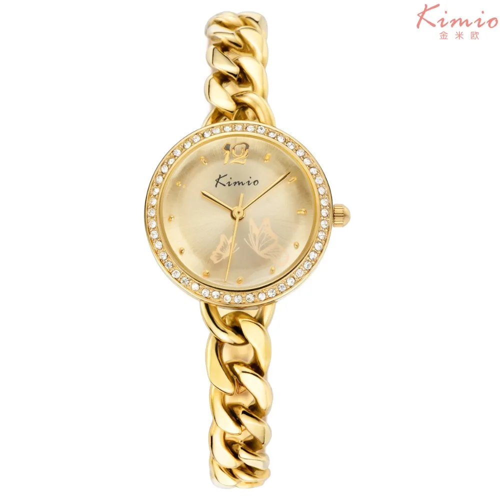 Kimio watches women top brand luxury gold chain wrist watches for women Rhinestones crystal