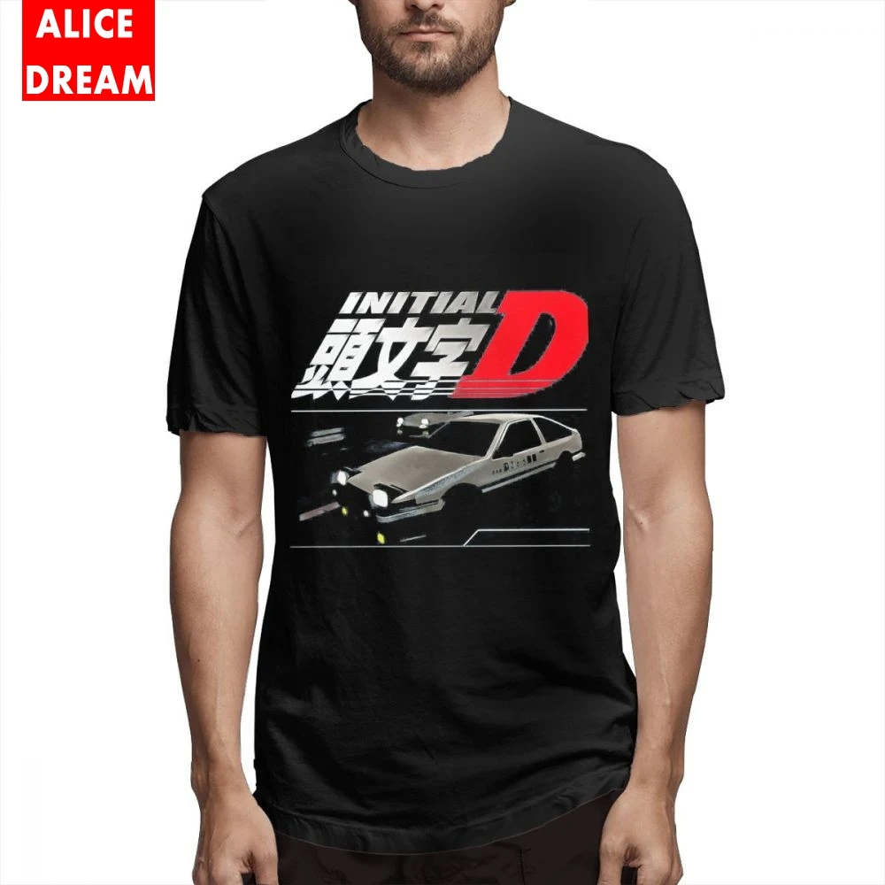 Для человека ae86 Фудзивара тофу магазин Initial D футболка Geek Camiseta шею плюс Размеры футболки автомобиль