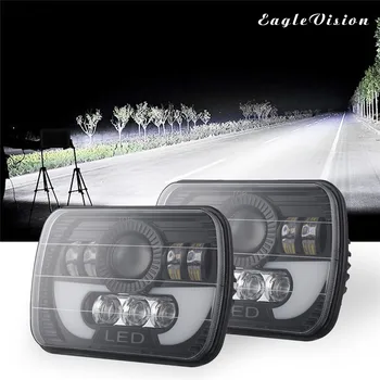 

Car led light Square H4 5x7Inch 300W LED high power DRL Headlight 6000K Amber for Jeep Wrangler Truck SUV universal