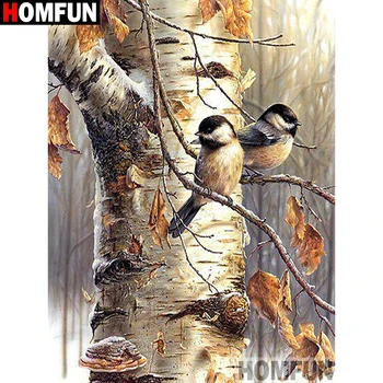 

HOMFUN Square Round Drill 5D Diamond Painting Environmental Crafts Full Diamond Embroidery "Tree bird" Home decor A00405