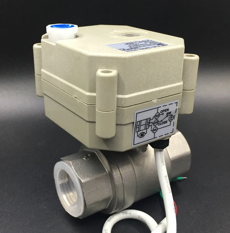 

3/4'' Electric Stainless Steel Valves TF20-B2 Series Metal Gear AC/DC 9V 12V 24V 3/7 Wires 2 Way DN20 Electric Shut Off Valves