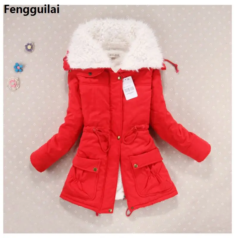 Beste Nieuwe Winter Jas Vrouwen Slanke Plus Size Uitloper Middellange Gewatteerd Jas Dikke Hooded Katoen Gewatteerd Warm Katoen Parka