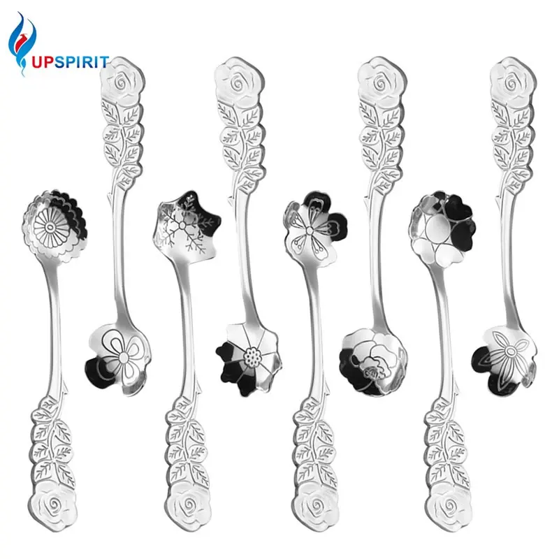 

Upspirit Creative Flower Shape Spoons Stainless Steel Coffee Tea Stirring Spoons Dessert Ice Cream Scoop Home Kitchen Dinnerware