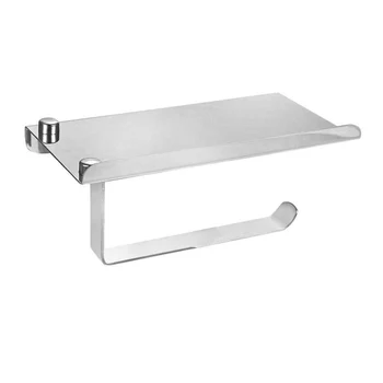 

Stainless Steel Toilet Paper Holder Paper Roll Hanger with Mobile Phone Storage Shelf Polished Chrome