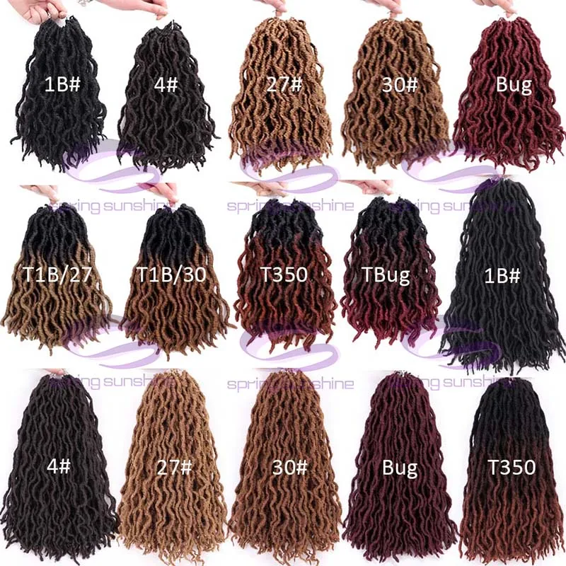 Spring sunshine Goddess Nu Locs Soft Crochet Hair Braids 12 18Inch Faux Locs Curly Synthetic Hair Pre Loop Crochet Braiding