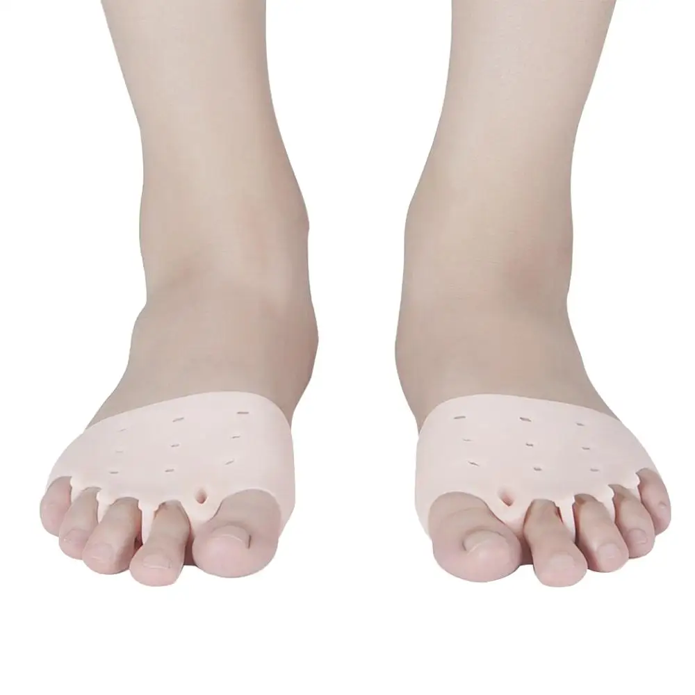 

2pcs/Pair Silicone Comfortable Toe Braces 5-holes Hallux Valgus Straightener Orthodontic Foot Toe Braces for Foot Care