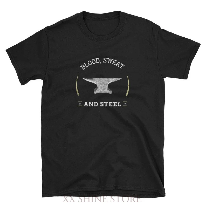 

Blood Sweat & Steel T-Shirt S-XXXL Blacksmith Bladesmith Forge Anvil Mens Womens Tools Hammer Great Gift!