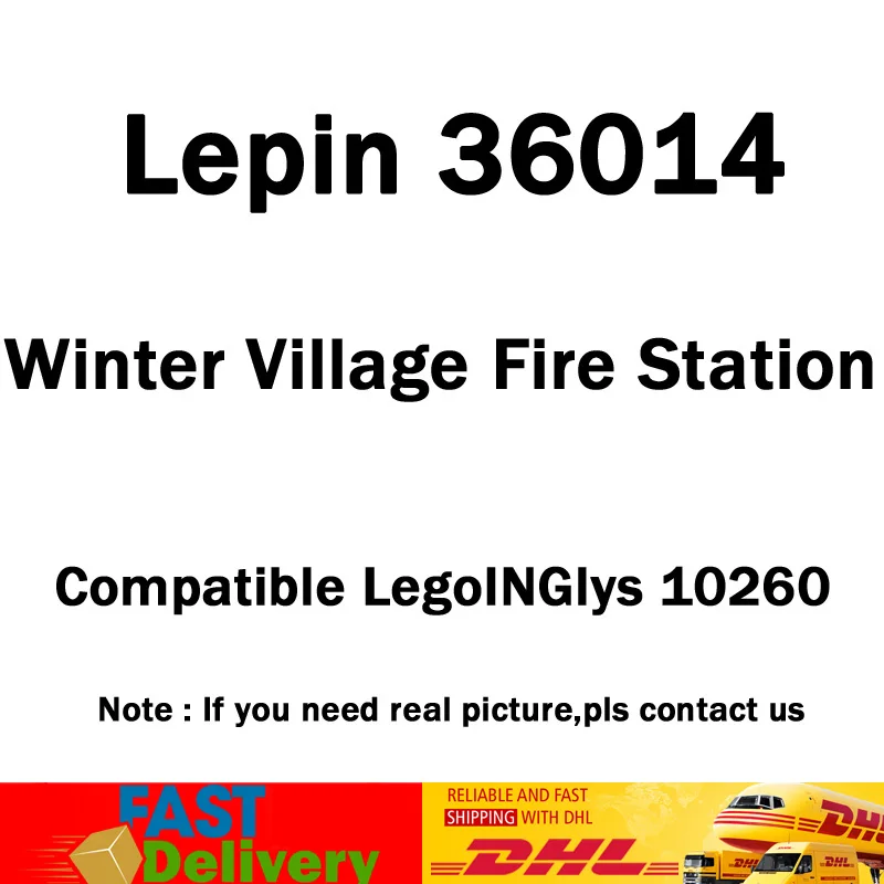 

Lepin Christmas Set 36014 Creator Winter Village Fire Station Model Blocks Bricks Compatible LegoINGlys 10263 Toys Gifts