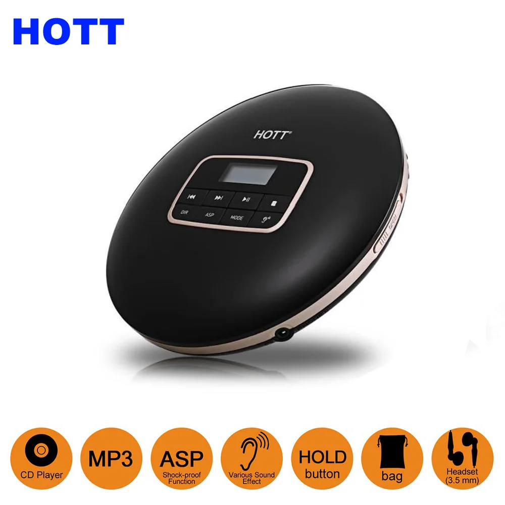 Портативный CD плеер HOTT персональный ЖК дисплей с разъемом для наушников