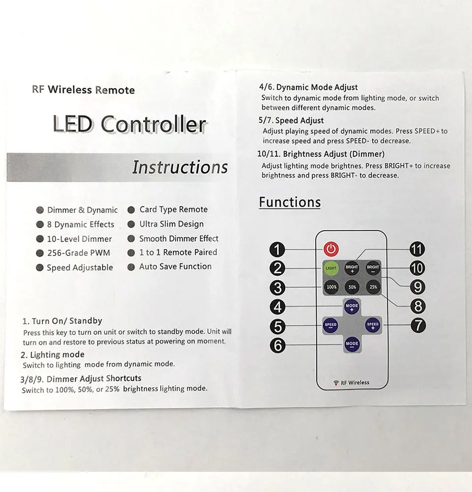 5-24V Mini RF Wirleless LED Controller 5V 12V 24V Dimmer for LED Strip Lamp Bulb Lights Dimming DC Wire Connector Remote Control (12)