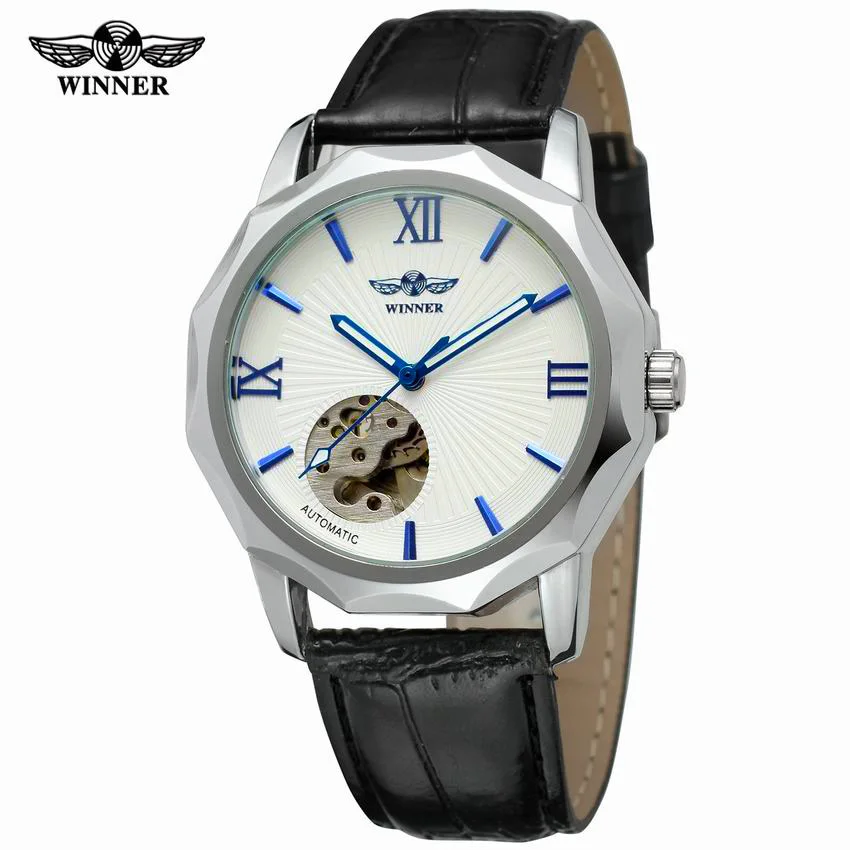 Winner Blue Exotic Dodecagon мужские часы с геометрическим циферблатом лучший бренд