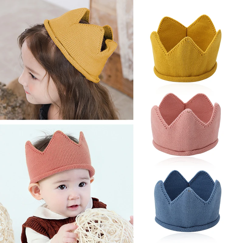 

CHIMERA Cute Toddler Headbands Knitted Woolen Hair Bands Crown Solid Color Hat Tiaras Soft Headwear for Baby Child Boy Girl Kids
