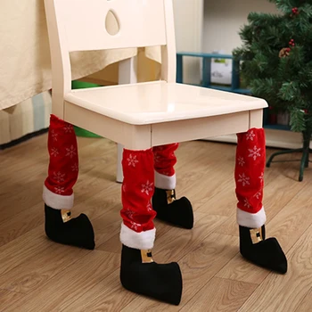 

4 Pcs Set Christmas Chair Leg Foot Cover Table Decoration Party Dinner Christmas Decorative Party Dining Chair Feet Covers Decor