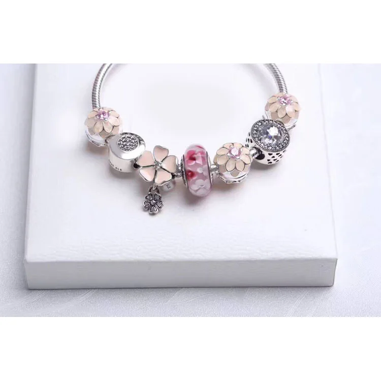 

100%925 Sterling Silver Original 1:1, Magnolia Bracelet, Suitable For Women Crystal Beads Bracelet Jewelry Free Package