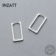 INZATT, настоящее 925 пробы, серебряные, минималистичные серьги-кольца, геометрические, прямоугольные, 2 см* 1 см, серьги для женщин, вечерние, OL, модные ювелирные изделия