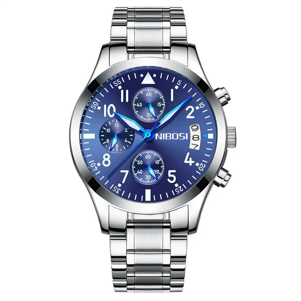 

Silver Fashion Sport Mens Watches Top Brand Luxury Quartz Watch Men Steel Waterproof Military Wrist Watch Relogio Masculino