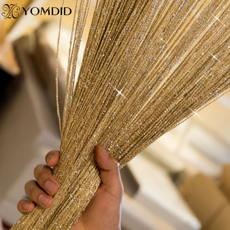 

3x3m String Curtain Shiny Tassel Line Curtains Window Door Divider Drape for Home Living Room Hotel Cafe interior Decor Valance