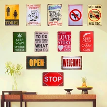 Потертый шик металлическая жестяная вывеска Туалет Добро пожаловать открытый бесплатный Wi-Fi настенная доска плакат ресторан кофе домашний декор стен