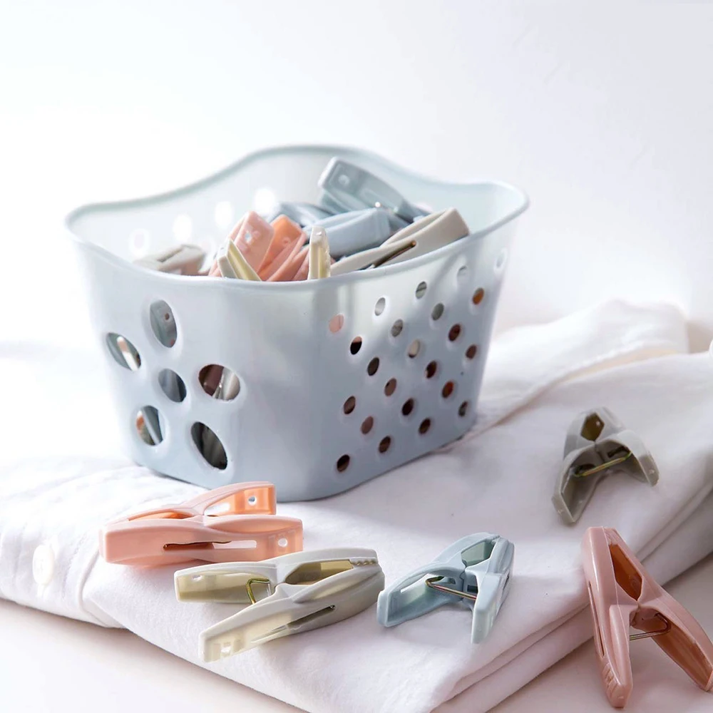 

30pcs Clothes Pegs Plastic Laundry Clothes Pins with Basket Heavy Duty Plastic Laundry Hanging Clips Hanger Drying Racks