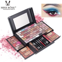 MISS ROSE Hotest Водонепроницаемый 6 8 цветов Тени для век 8 цветные Румяна 4 цвета пудра 3 цвета бровей пудра губная помада косметический набор для макияжа