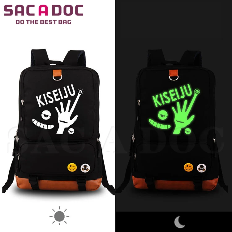

Anime Parasyte School Book Bag Noctilucent Canvas Backpack Kiseiju Printing Laptop Bag Womens Mens Travel Bag Daily Backpack