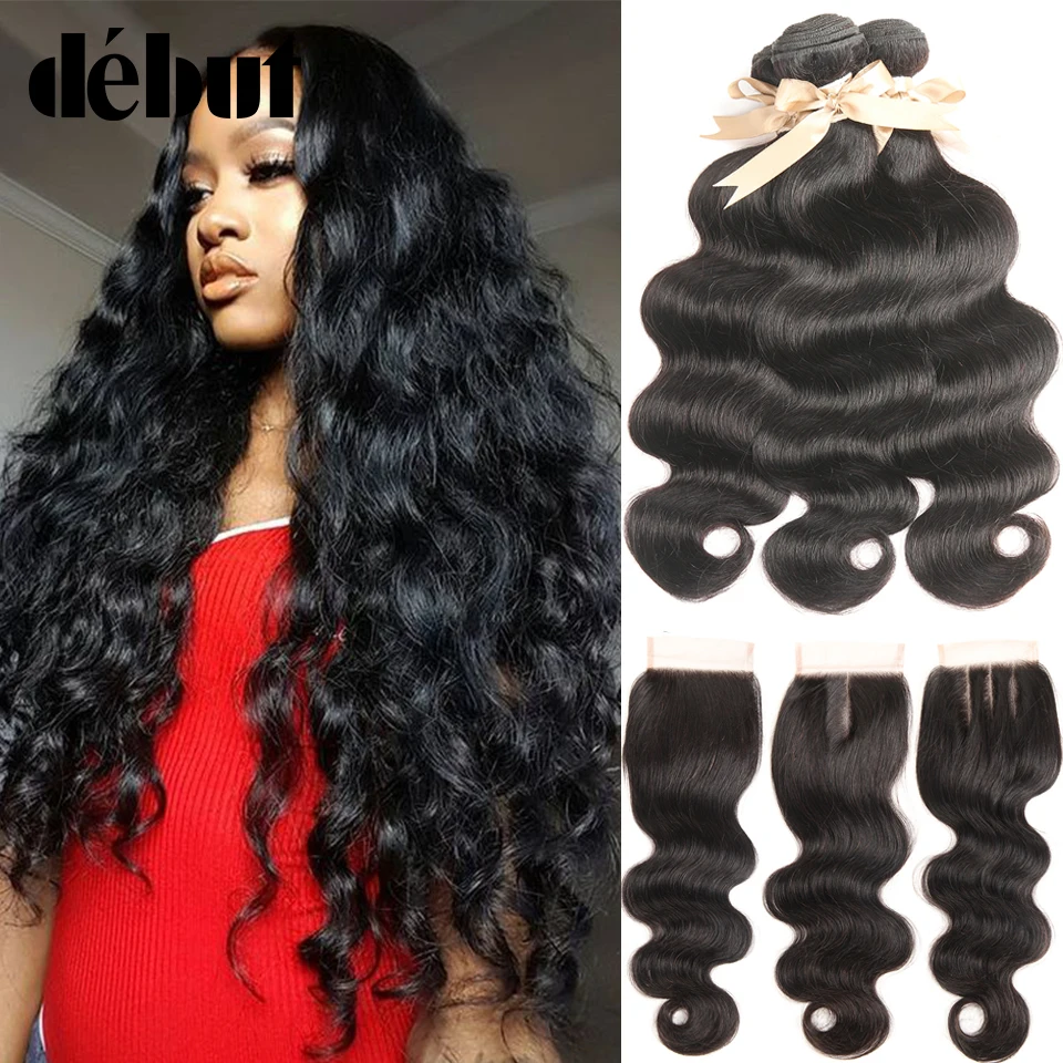 

Body Wave Bundles with Closure Peruvian Hair 3 Bundles with Closure Nature Color Bundles With Closure Extensions Non Remy Hair