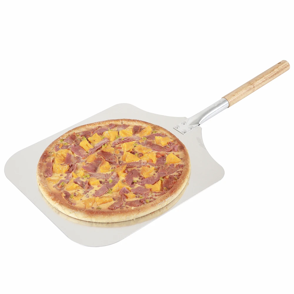 Scorza per pizza in metallo in alluminio vassoio per trasferimento di pizza MAGT Pala con manico in legno per spostare e cuocere pizze Frittelle Biscotti Verdure Formaggio o torte 
