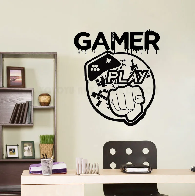 Play Games Wall Decal Art Vinyl Gamer Wall Sticker For Boys Room