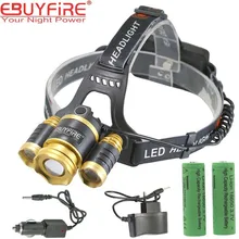 3 светодиодная перезаряжаемая фара XML T6 головы лампы головного света Фонари+ 18650 батарея+ EU/US Зарядное устройство