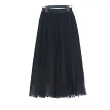 Новинка весна лето женская кружевная юбка с высокой талией длинная юбка Женская эластичная талия черная белая юбка в горошек юбки женские LY309