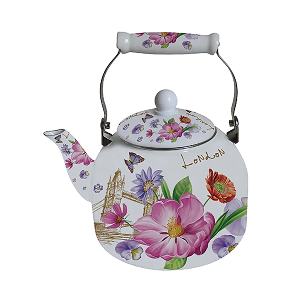 

5L Large Capacity Carbon Steel Enamel Kettle Ceramic Handle Tea Pot with Induction Bottom